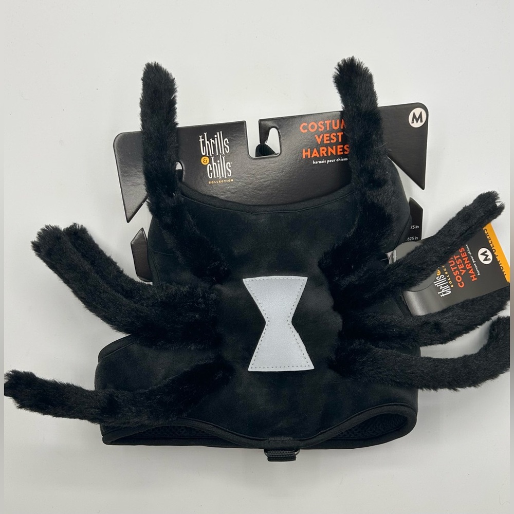 Thrills And Chills Dog Costume Vest Harness Pet Halloween Black Size Medium New